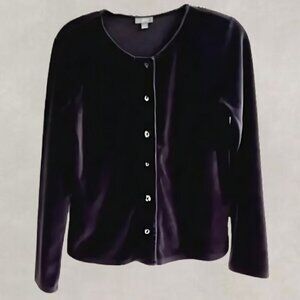 J. Jill Button-Down Top Long Sleeve Velour Velveteen Knitted Varied Buttons W XS